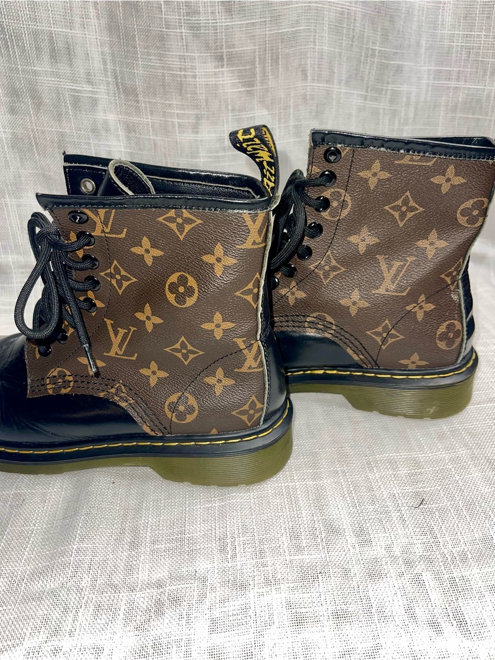 Dr. Martens Black Leather 1460 Louis Vuitton Leather Custom Boots - Picture 5 of 15